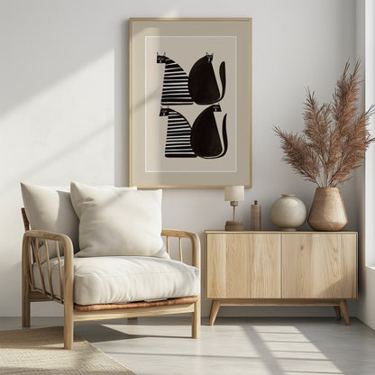 Minimalist Cats In Black and White - Poster / Art Print
