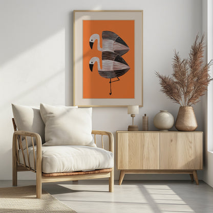 Tangerine Flamingos - Poster / Art Print
