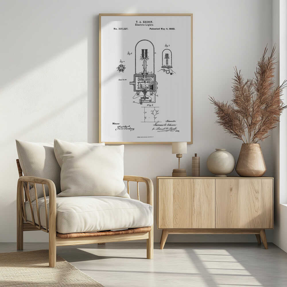 Electric Lights Patent 1880 - Poster / Art Print