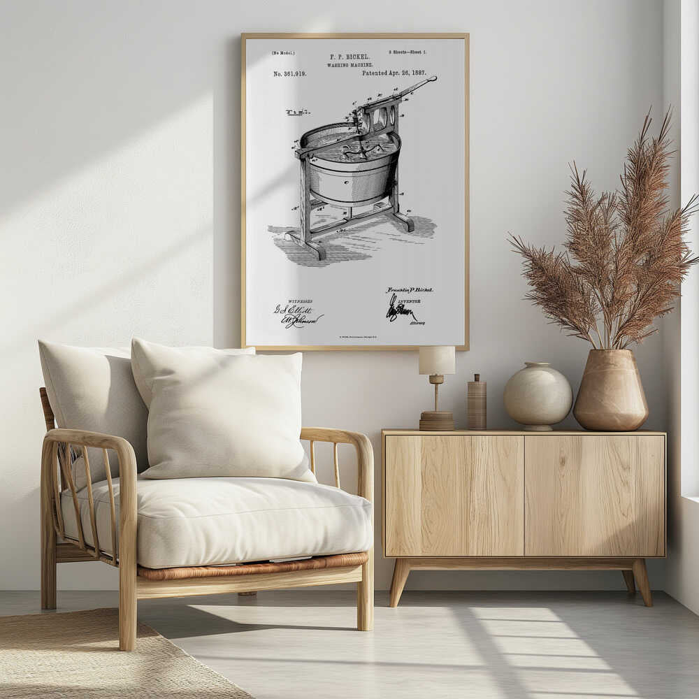 Washing Machine Patent 1887 - Poster / Art Print