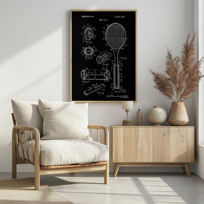 Tennis Racket Patent 1970 - Poster / Art Print