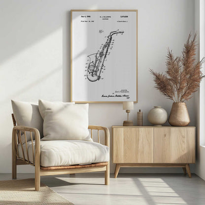 Saxophone Patent 1945 - Poster / Art Print