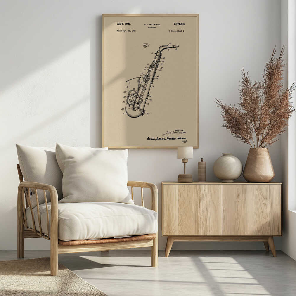 Saxophone Patent 1945 - Poster / Art Print