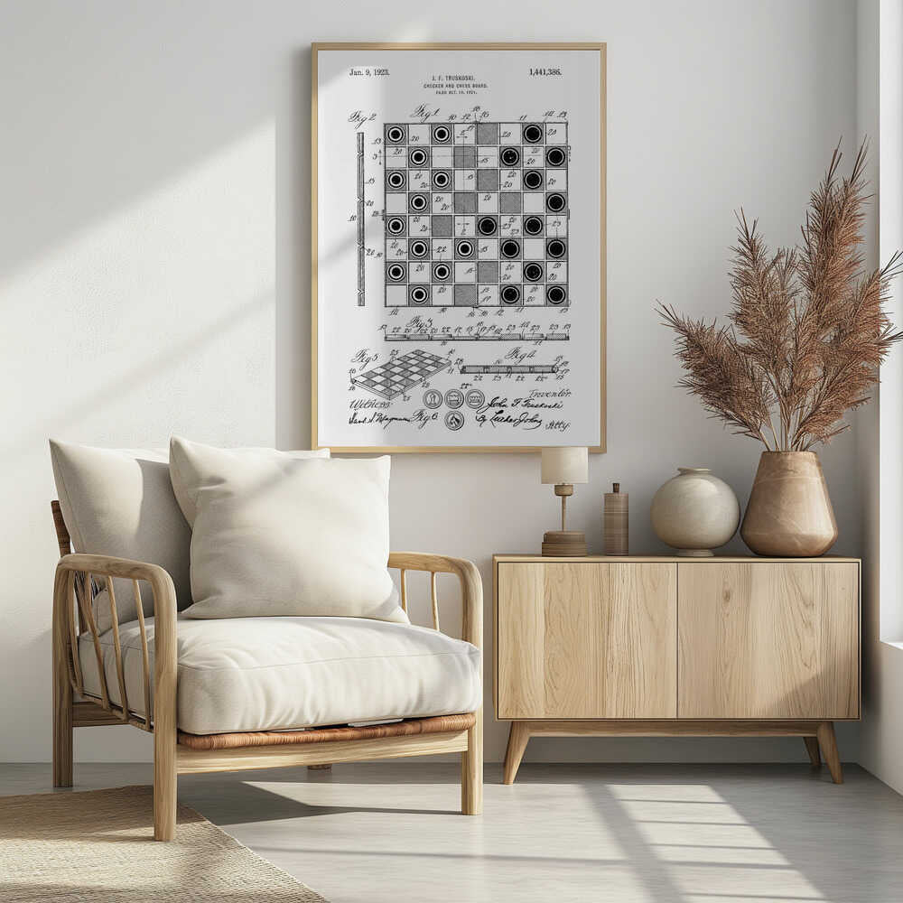 Checker and Chess Board Patent 1921 - Poster / Art Print