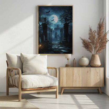 Grave Stones Halloween Scene (1) - Poster / Art Print