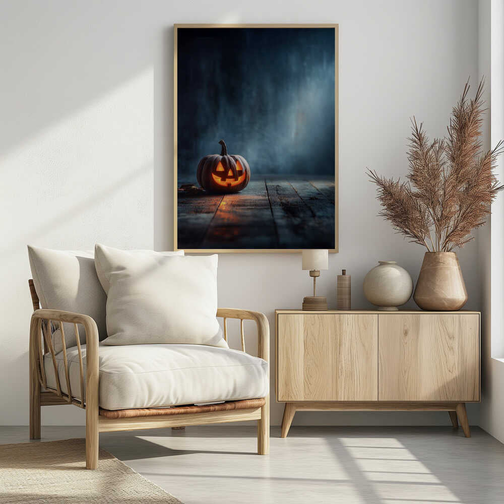 Lantern Pumpkin Halloween Scene (1) - Poster / Art Print