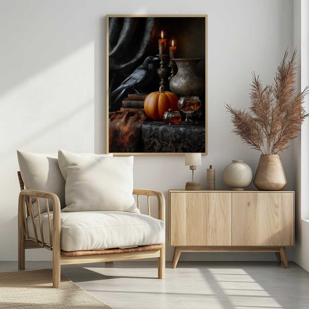 Lantern Pumpkin Halloween Scene (2) - Poster / Art Print