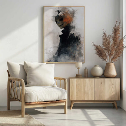 Man With Pumpkin Halloween Scene (1) - Poster / Art Print