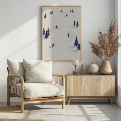 Five Skiers - Poster / Art Print