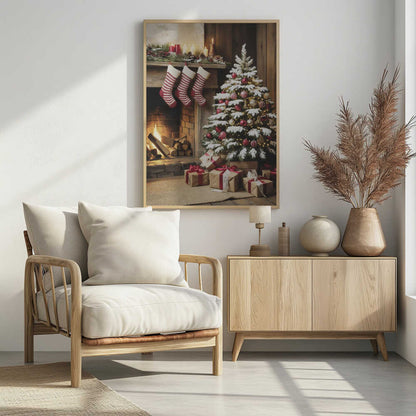 Christmas By the Fireplace - Poster / Art Print