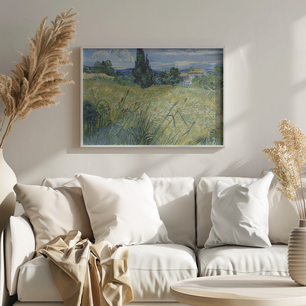 Green Wheat Field With Cypress (1889) - Poster / Art Print
