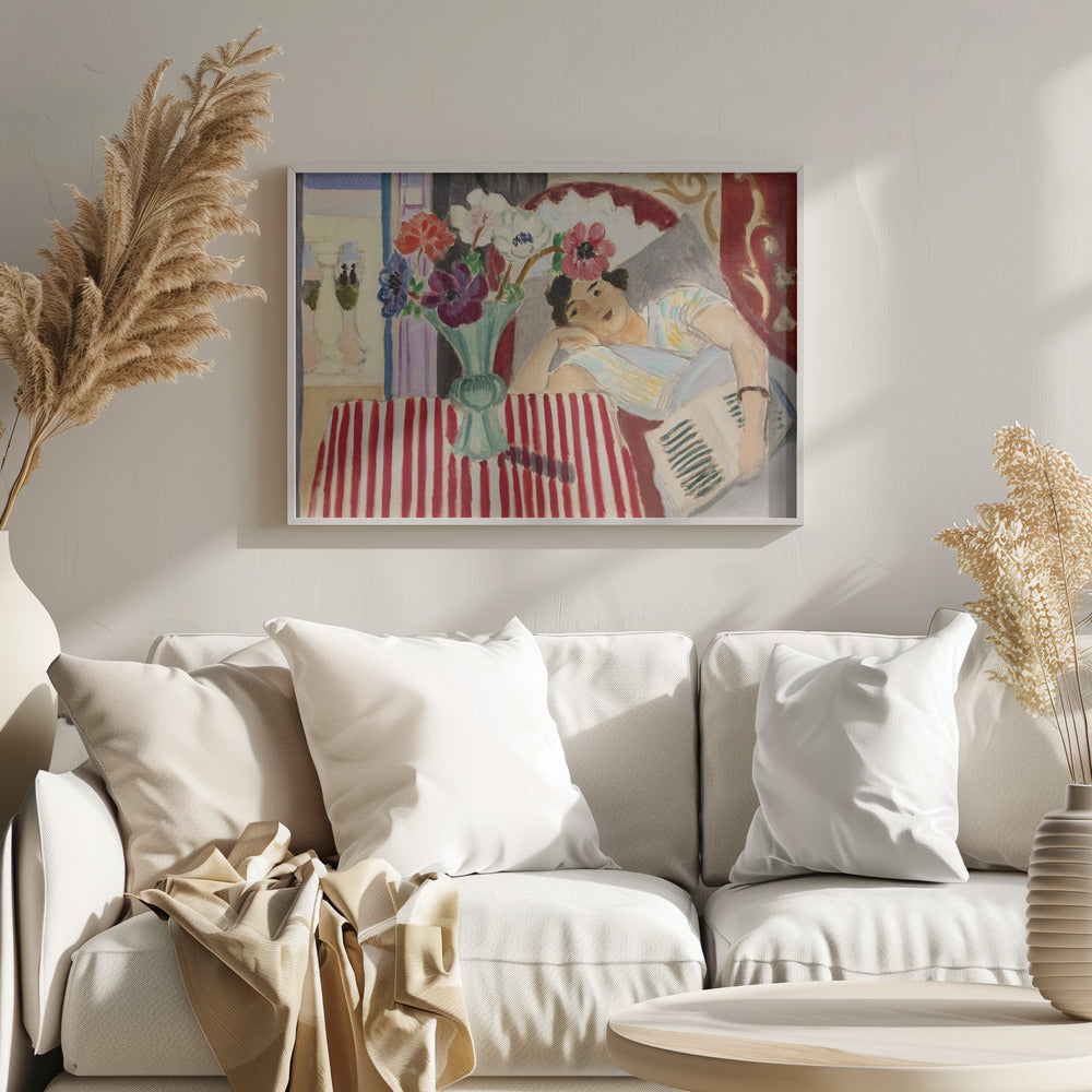 Femme Et Anémones - Poster / Art Print