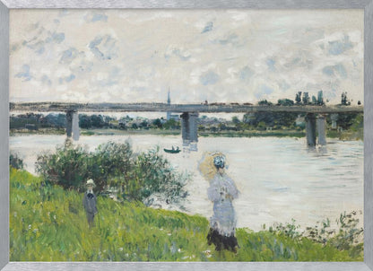 Claude Monet's the Promenade With the Railroad Bridge, Argenteuil (1874) - Poster / Art Print