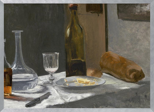 Still Life With Bottle, Carafe, Bread, and Wine (1862–1863) By Claude Monet - Poster / Art Print