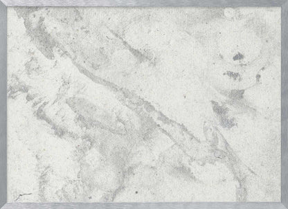 Abstract art with a light grey and white marbled texture in a modern silver frame.