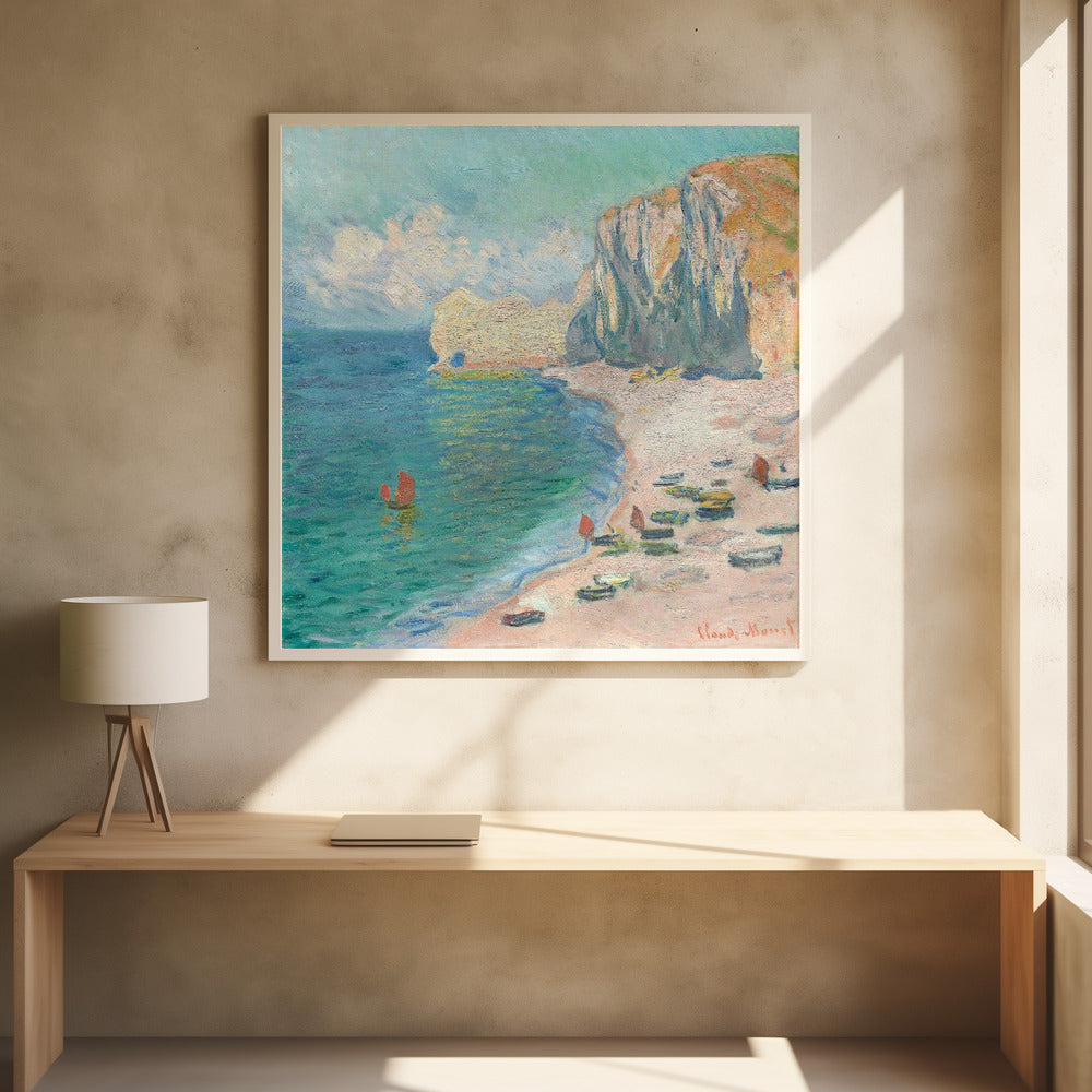 The Beach and the Falaise D'amont (1885) By Claude Monet. - Poster / Art Print