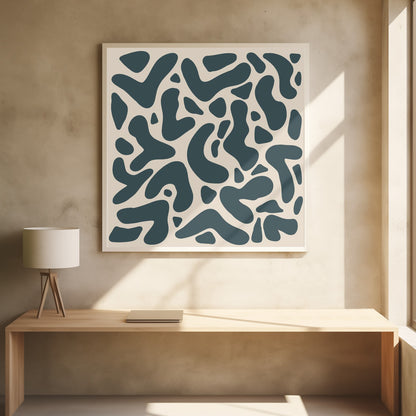 Abstract Lines And Shapes Greyish Green - Poster / Art Print