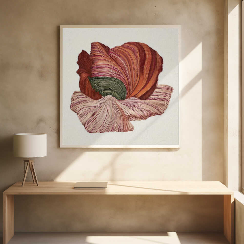 Minimalist floral line art poster with abstract flowers and leaves on a light background